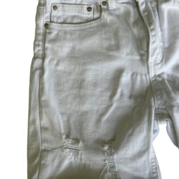 Indigo Rein Sz 7 High Rise Short Shorts White Raw Hem Cuffed Stretch Distressed - Picture 5 of 9
